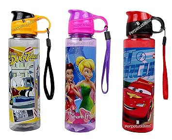 perpetual bliss disney theme water bottle for boys|girls|kids birthday party return gift - pack of 3-Multi color