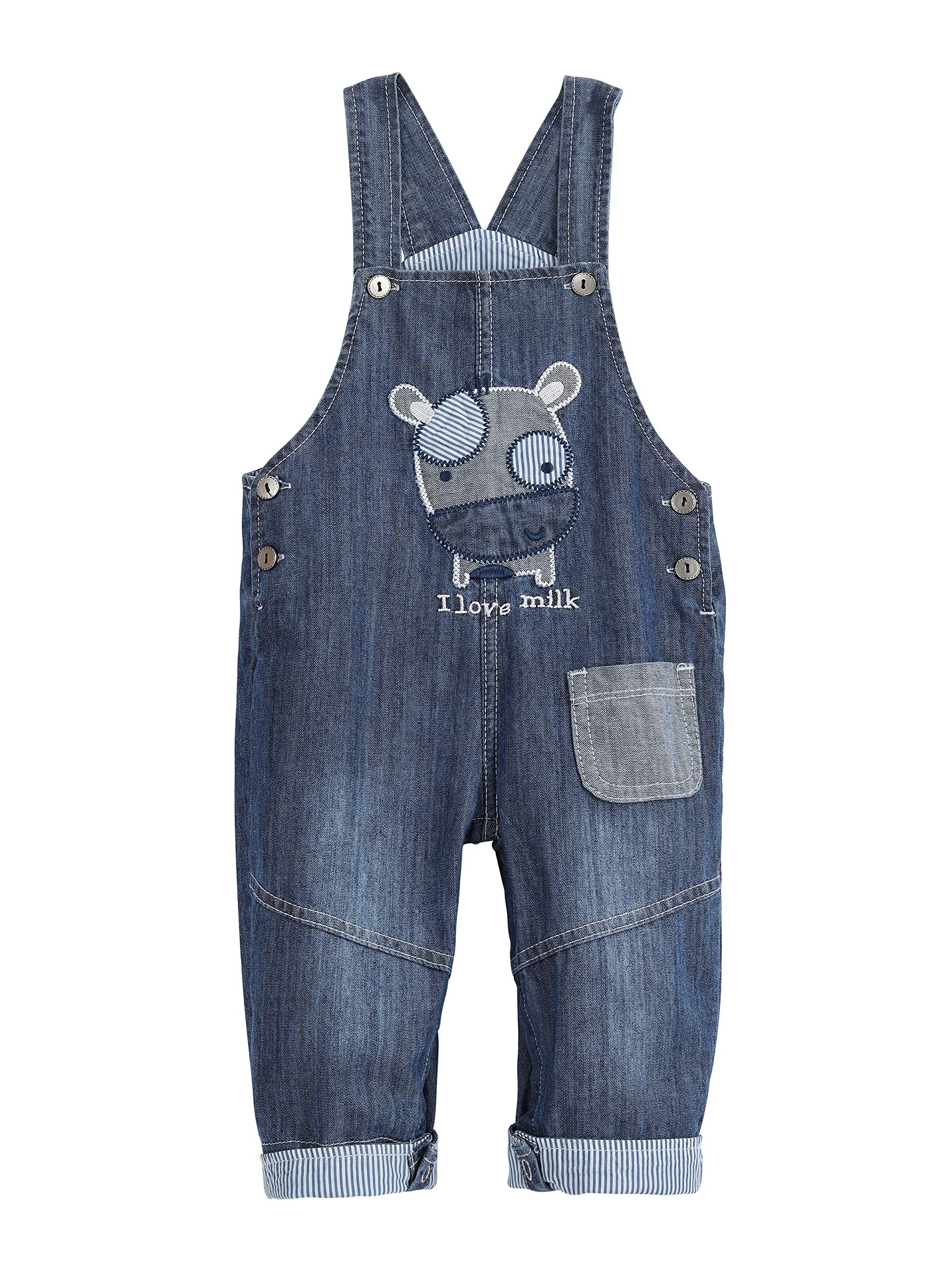Salopettes Jeans pour Bébé Enfant Garçon Fille Denim Pantalon avec Bretelle/F105pour Printemps Automne Motif Dessin animé Taille 80/86/92/98/104/110/114/122