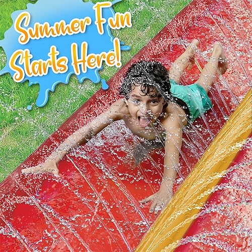 Miniatura 5 de Stargo 18 x 5 pies Salpicaduras y tobogán deslizante, toboganes acuáticos para niños Tobogán acuático para niños al aire libre divertidos juguetes