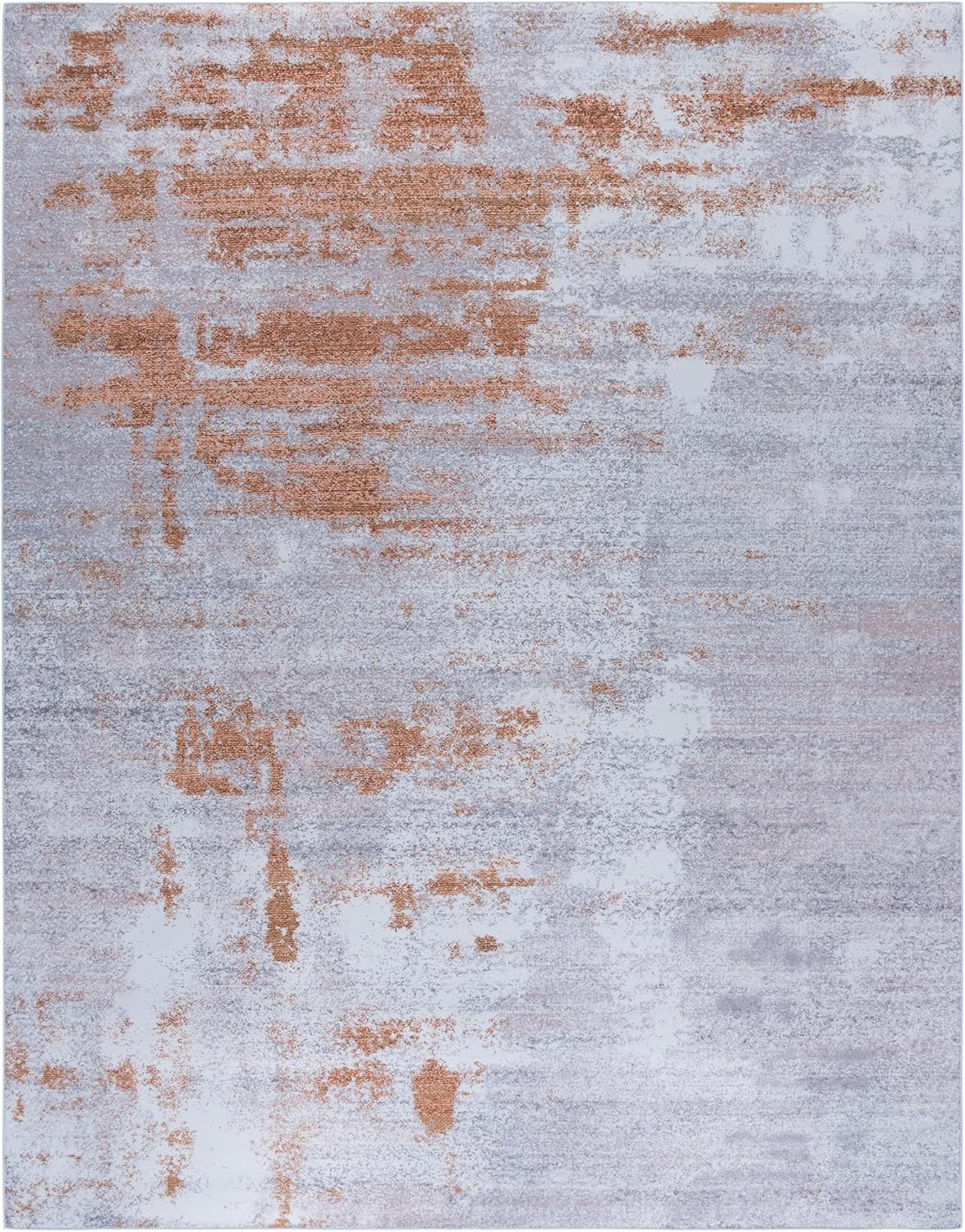 SAFAVIEH Washable Rug Tacoma Collection - 9' x 12', Grey & Rust, Slip Resistant & Easy to Clean, Ideal for Living Room, Bedroom, Home Office, Dining Space (TAC808P)