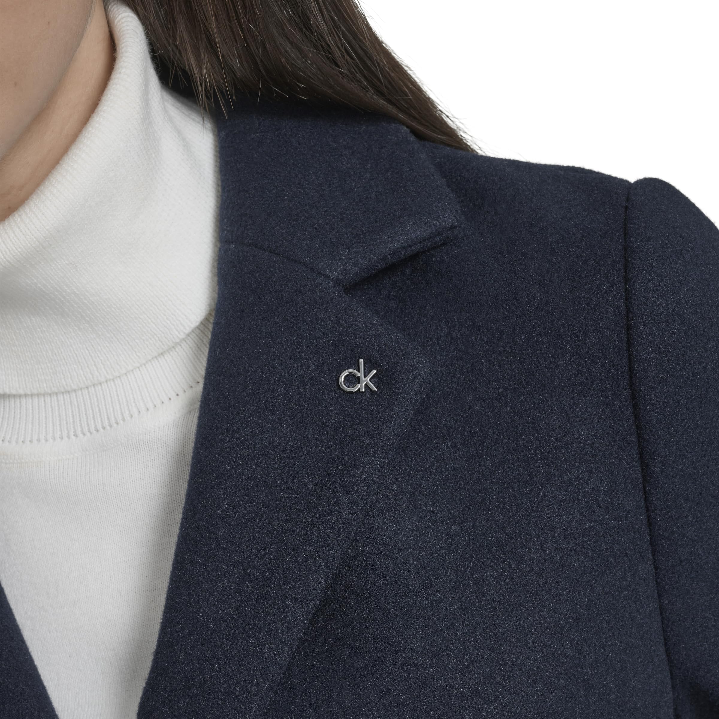 Calvin Klein Classic Faux Wool Overcoat – Long Button Front Winter Jacket Cappotto da pisello Donna (Pacco da 1)