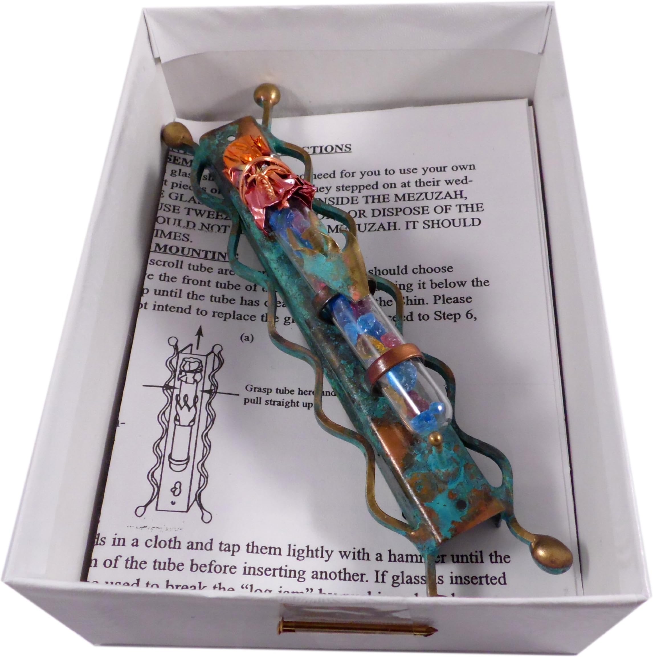 Jewish Wedding Glass Mezuzah with Non Kosher Scroll Gift Boxed
