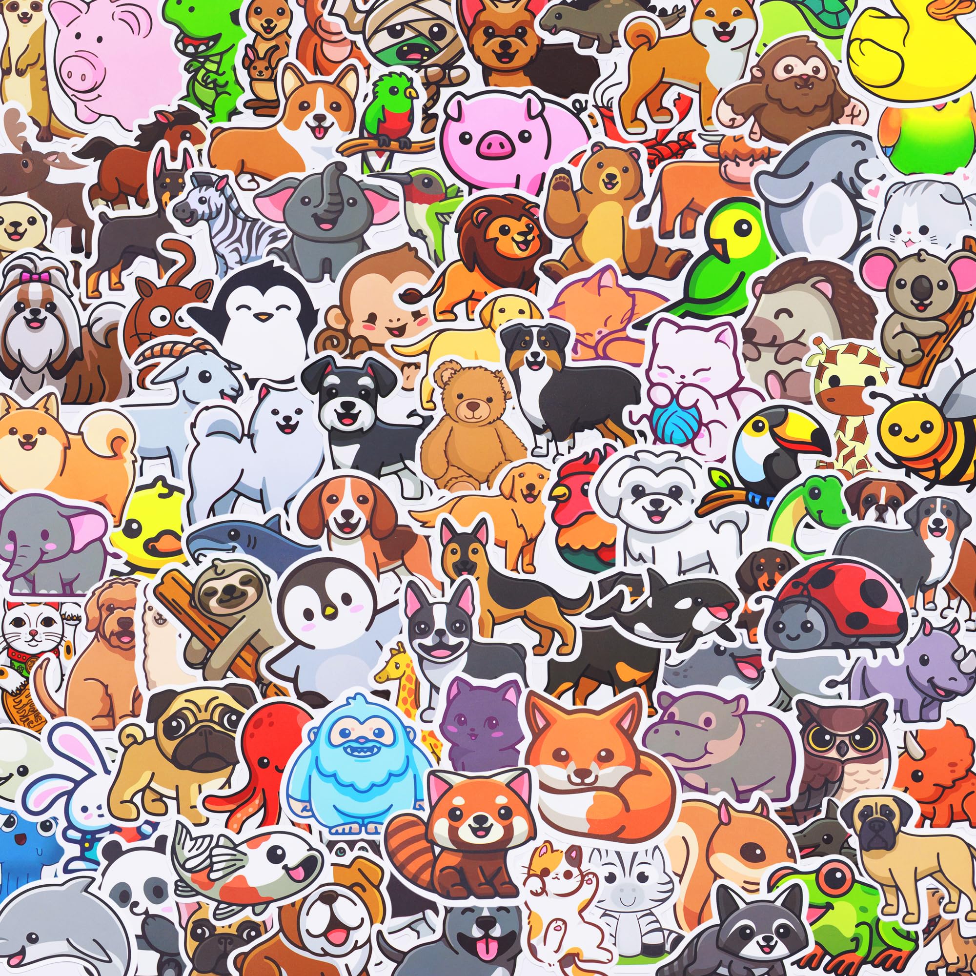 100PCS Animal Stickers for Kids, Waterproof Vinyl Animal Decals, Kawaii Pet Stickers for Kids Teens Adults, Cute Stickers for Water Bottle Laptop