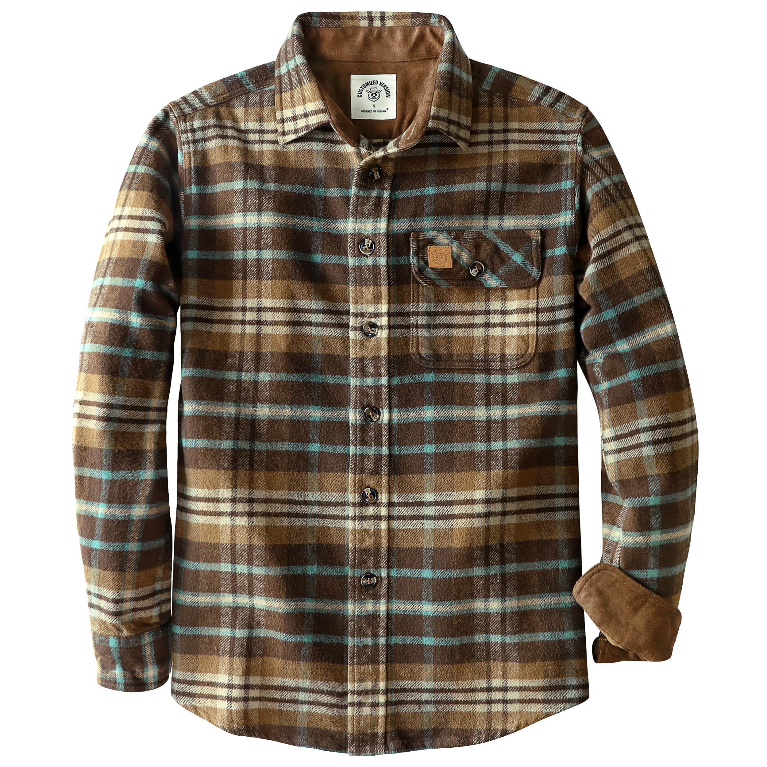 Dubinik® 13 oz Ultra Pesada Camisa Franela Hombre Cuadros, Algodón Puro | Vintage, Manga Larga, Gruesa y Térmica, Termico, Casuales, Leñador, Cuadros, Casual, Exterior, Bolsillo en el pecho