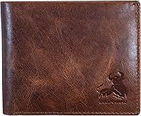BullGuard Men's RFID Blocking Bifold Wallet - Soft Genuine Leather Brown Western, 11 Card Slots, Flip ID Window for Secure Everyday Carry