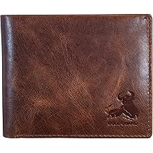Mens RFID Blocking Bifold Wallet Soft Genuine Leather Brown Western | Secure and Durable Extra Capacity Billfold with 11 Credit Cards, Flip Up ID