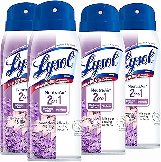 Neutra Air 2 in 1 Disinfectant Spray, Lavender and Lily Scent, Eliminates Odors, 10 Ounces (Pack of 4)