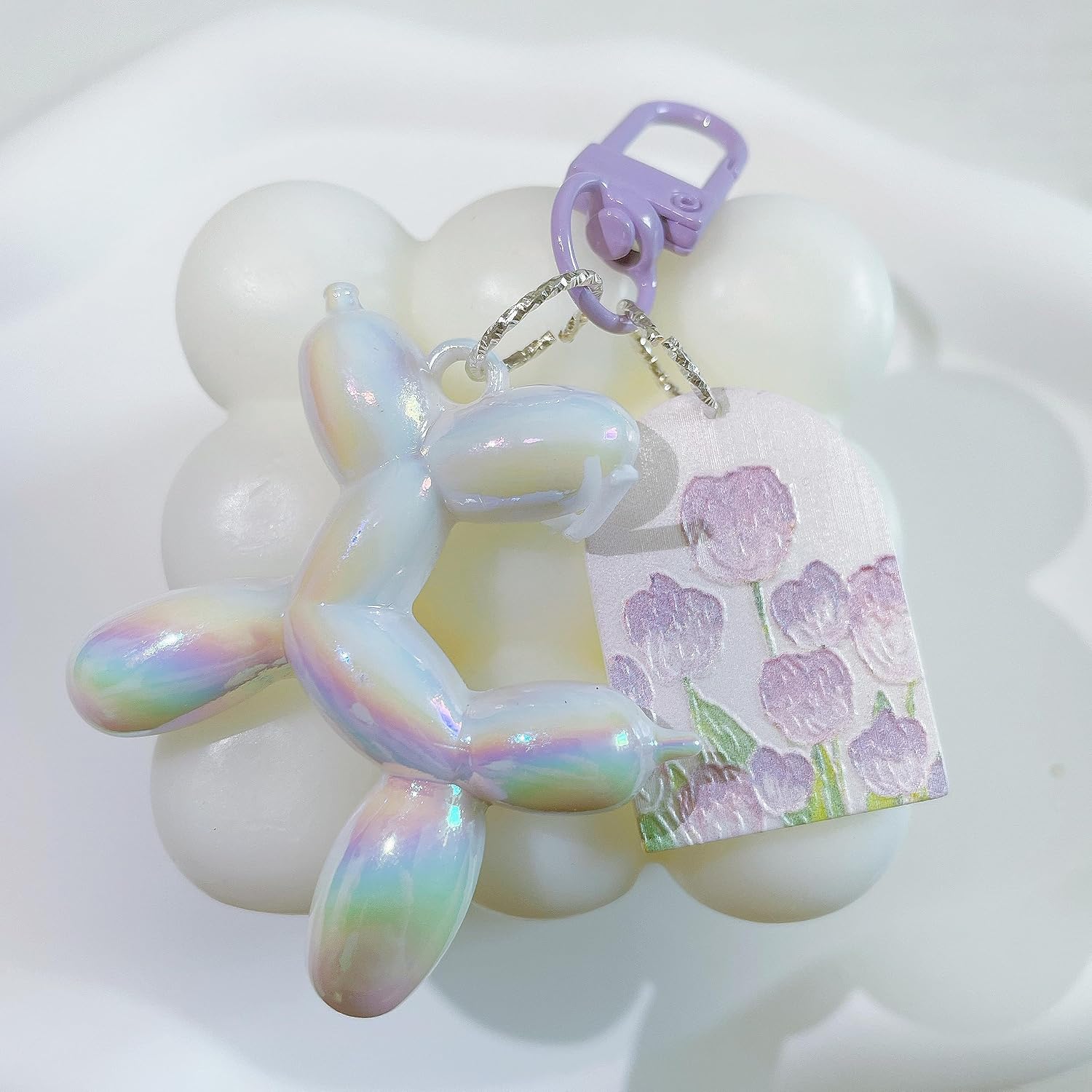 LAEKOU Jelly Balloon Dog Keychain for Women, Cute Bag Charms Key Chain image 3