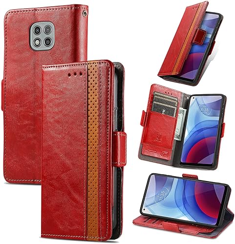 Miniatura 97 de Funda para Honor X7, Funda para Honor Play 30+ Plus Funda de piel sintética con ranuras para tarjetas Funda con soporte abatible Rojo