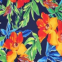 Vista 4 de Texco Inc Scuba Crepe Knit Flora Tropical Pattern/2-Way Stretch Prints Tela/Proyectos de bricolaje, Coral Negro 1 yarda
