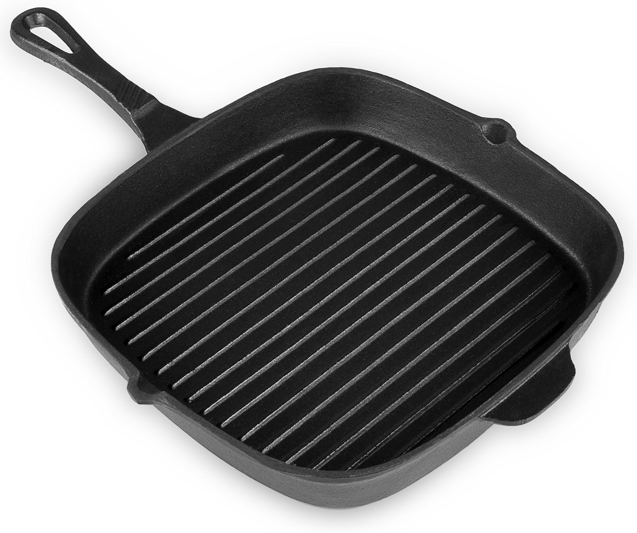 Rustler Cast Iron Square Grill Pan with Handle and Enamel Coating – 26 cm – Suitable for Fireplace, Campfire, Gas and Charcoal Grills, Oven and Stove