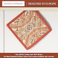 Vista 2 de Maison d' Hermine - Agarradera con asa «Estampado de Cachemira», 100 % algodón, resistente al calor, para hacer una barbacoa, cocinar, hornear