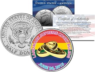 Gay Pride Marriage Equality 2015 JFK Half Dollar US Coin Wedding Rings 6/26/2015