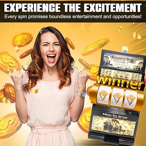 Miniatura 4 de Pirata Jumbo Slot Machine Casino Toy Piggy Bank Réplica con luces intermitentes y sonidos de alerta de jackpot