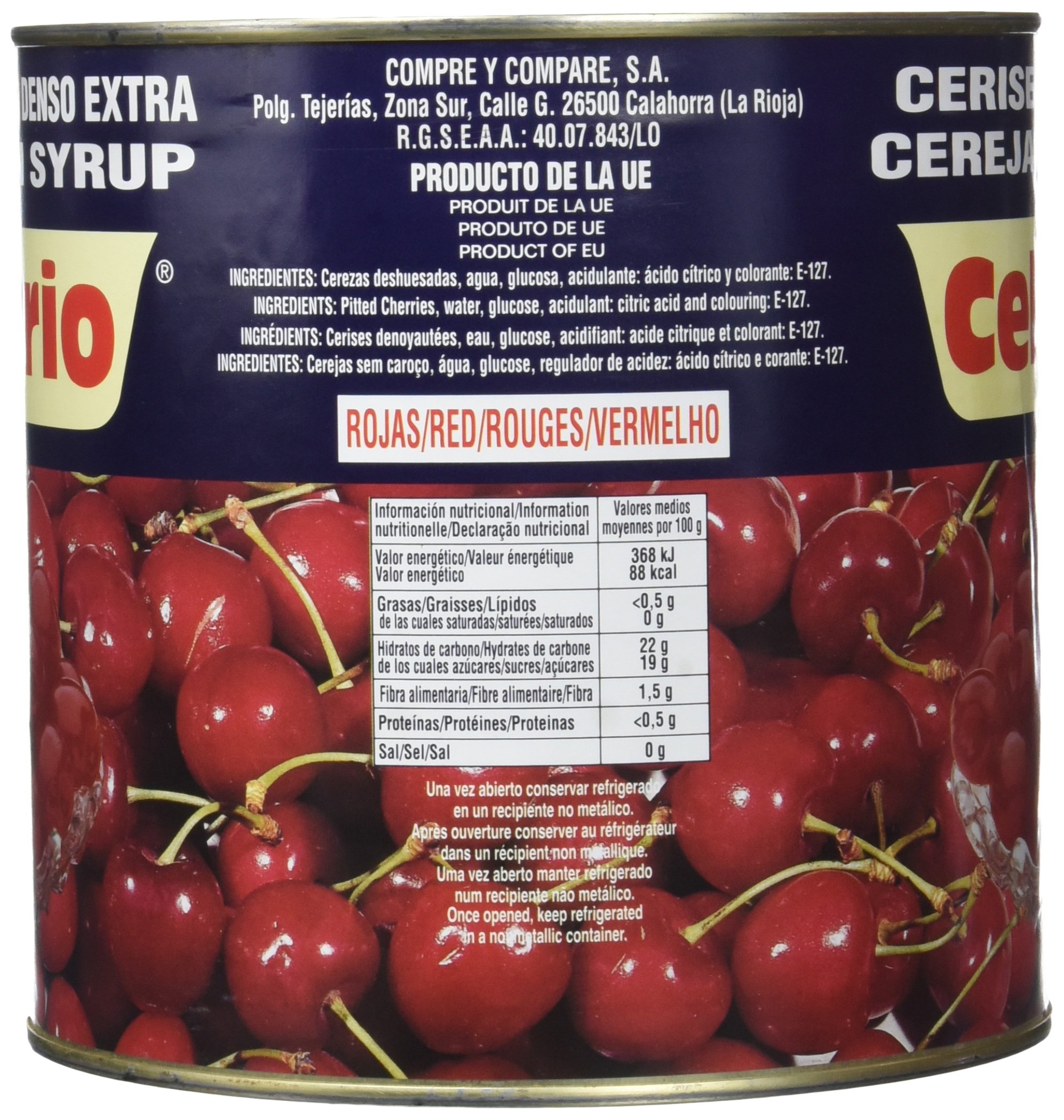 Celorrio 20 - 20027 Cerezas Rojas Almibar Extra Lata - 3 kg