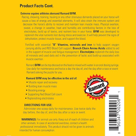 Ramard Muscle Builder & Blood Replenishment for Race Horses - Equine Electrolytes, Blood Builder, Muscle Up, Probiotics - High-Performance Powder Supplements - 2.3 lbs Jar (Size: 2.3 lbs)