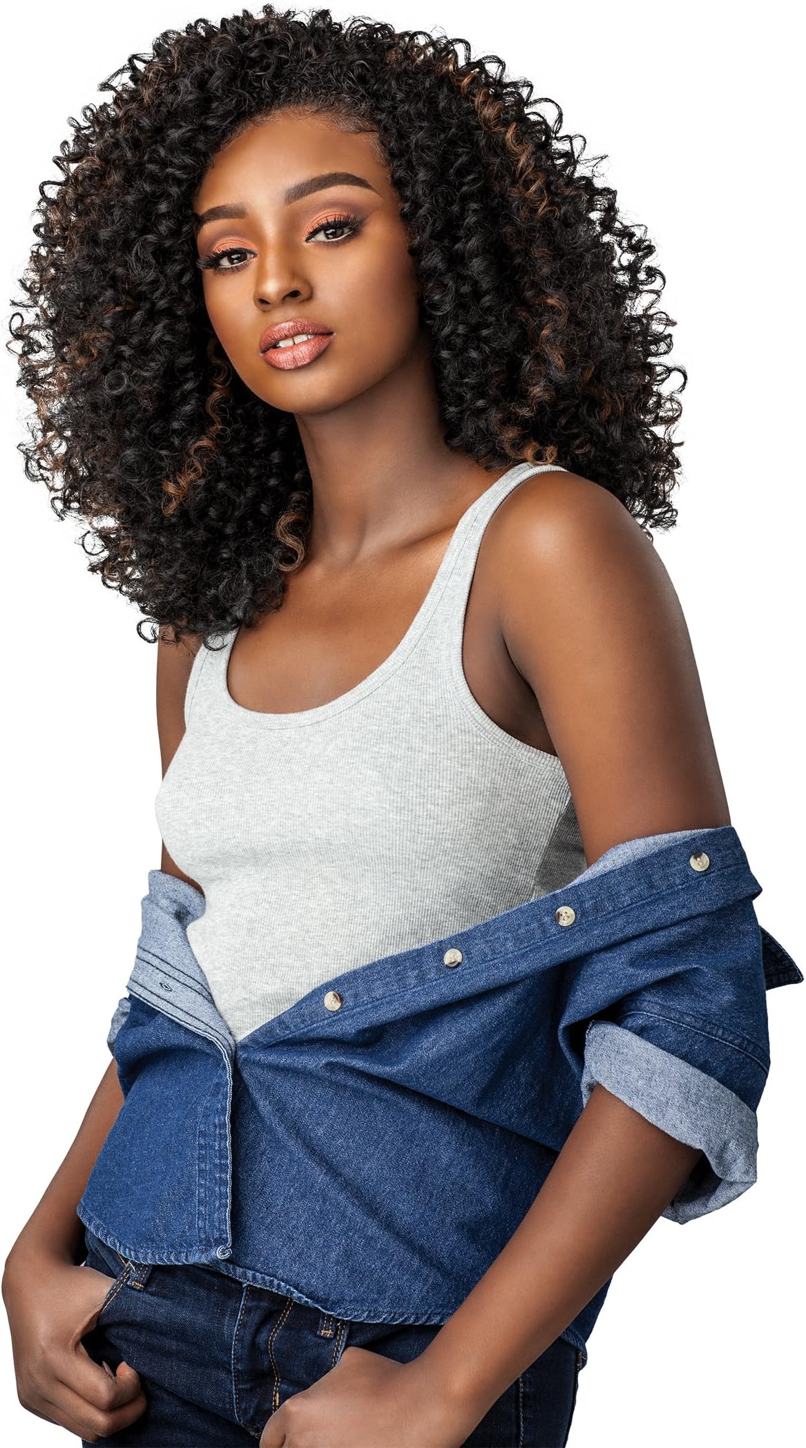 Sensationnel Curls Kinksandco Half Wig - The Show Stopper Instant Weave Drawstring Cap for Natural 3C to 4C Hair Textures (1B OFFBLACK)