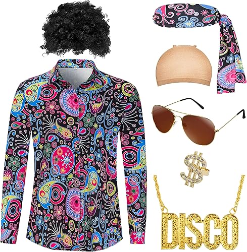 Disfraz de los años 70 para hombre, disfraz de Halloween de las décadas de discoteca de los años 70