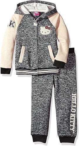 Hello Kitty - Juego de ropa de sudadera con capucha y forro polar para niñas, 2 piezas, color blanco, ropa para niñas