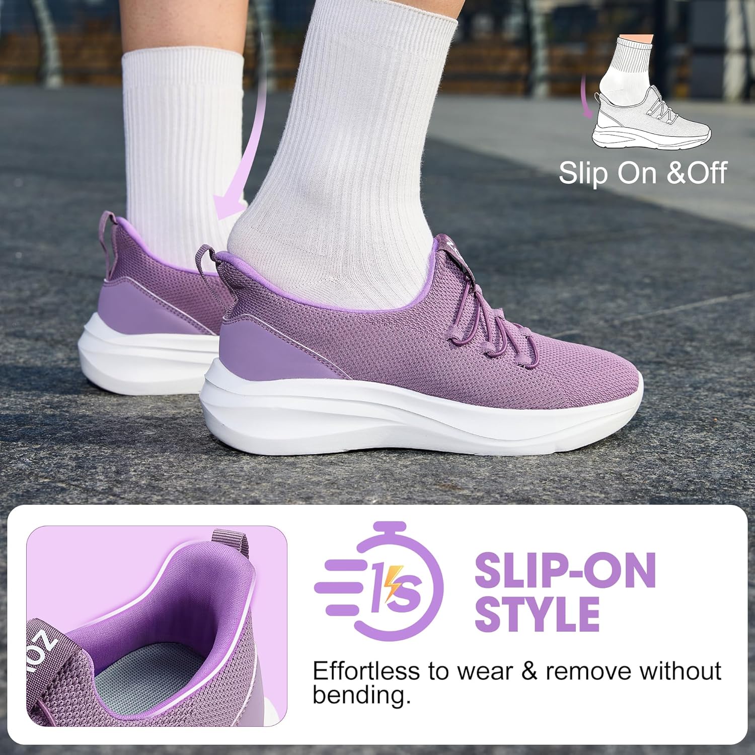 ZOVE Slip On Sneakers Women Hands-Free Walking Shoes Cushion Running Tennis Shoes Comfortable Fashion Sneakers Workout Gym Sports Athletic
