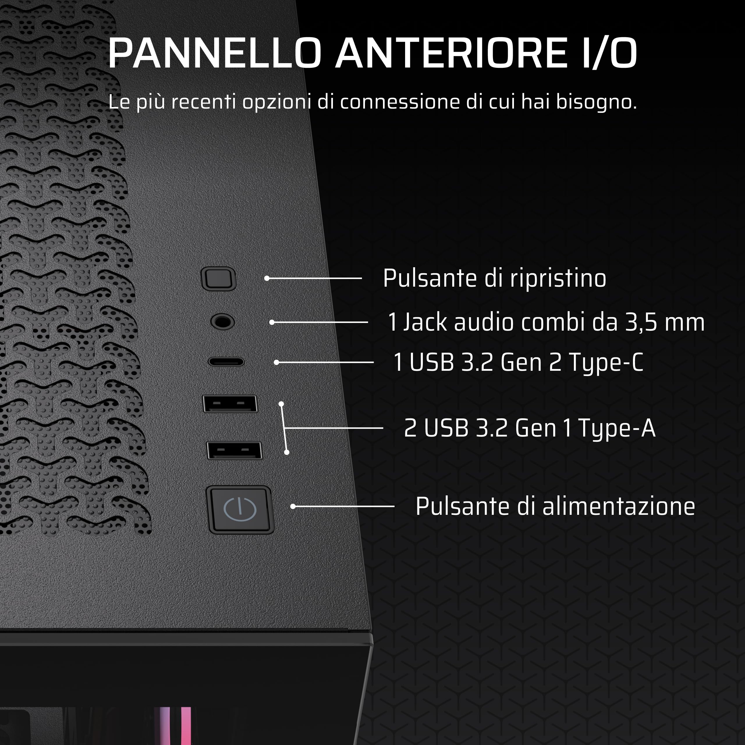 CORSAIR 3500X RS-R ARGB Case PC Mid-Tower Panoramico – 3 Ventole RS120-R ARGB Preinstallate, Compatibile con Fino a 10 Ventole da 120 mm, Scheda Madre con Connessione Inversa Compatibile – Nero