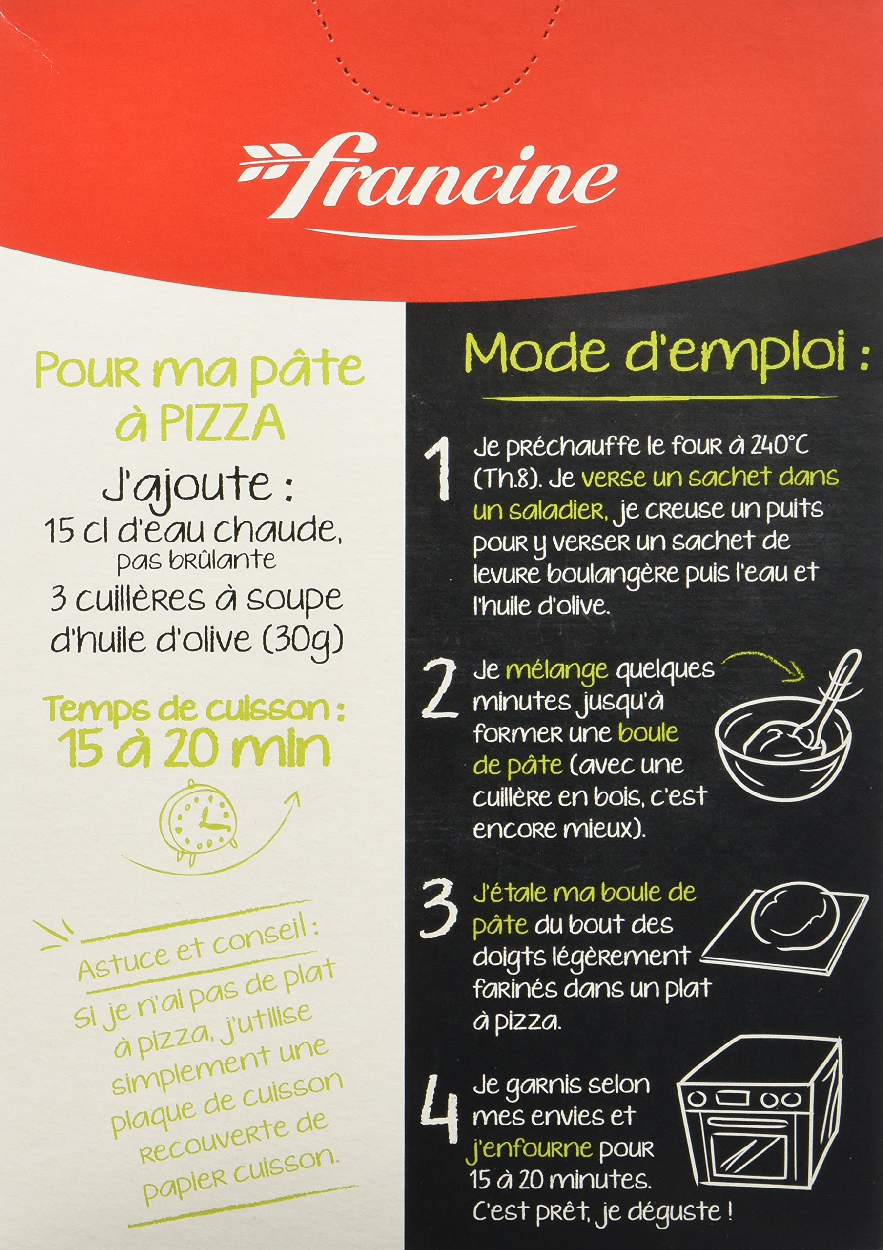Francine Préparation pour pâte à pizza 510 g - Lot de 5