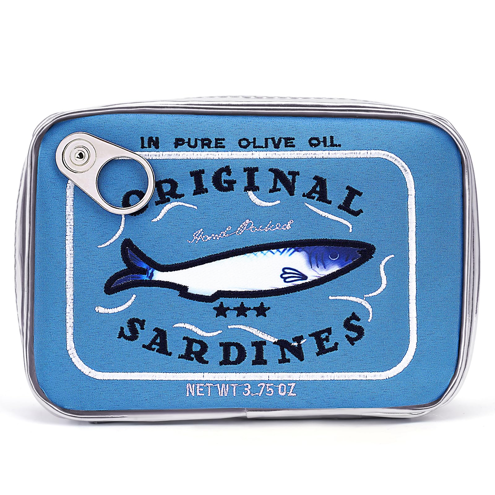 Cessfle Canned Sardines Makeup Bag, Funny Sardine Tin Fish Cosmetic Bag, Creative Cute Makeup Bag Kawaii Pencil Case Pouch, Coquette Make up Pouch for Women…, Blue