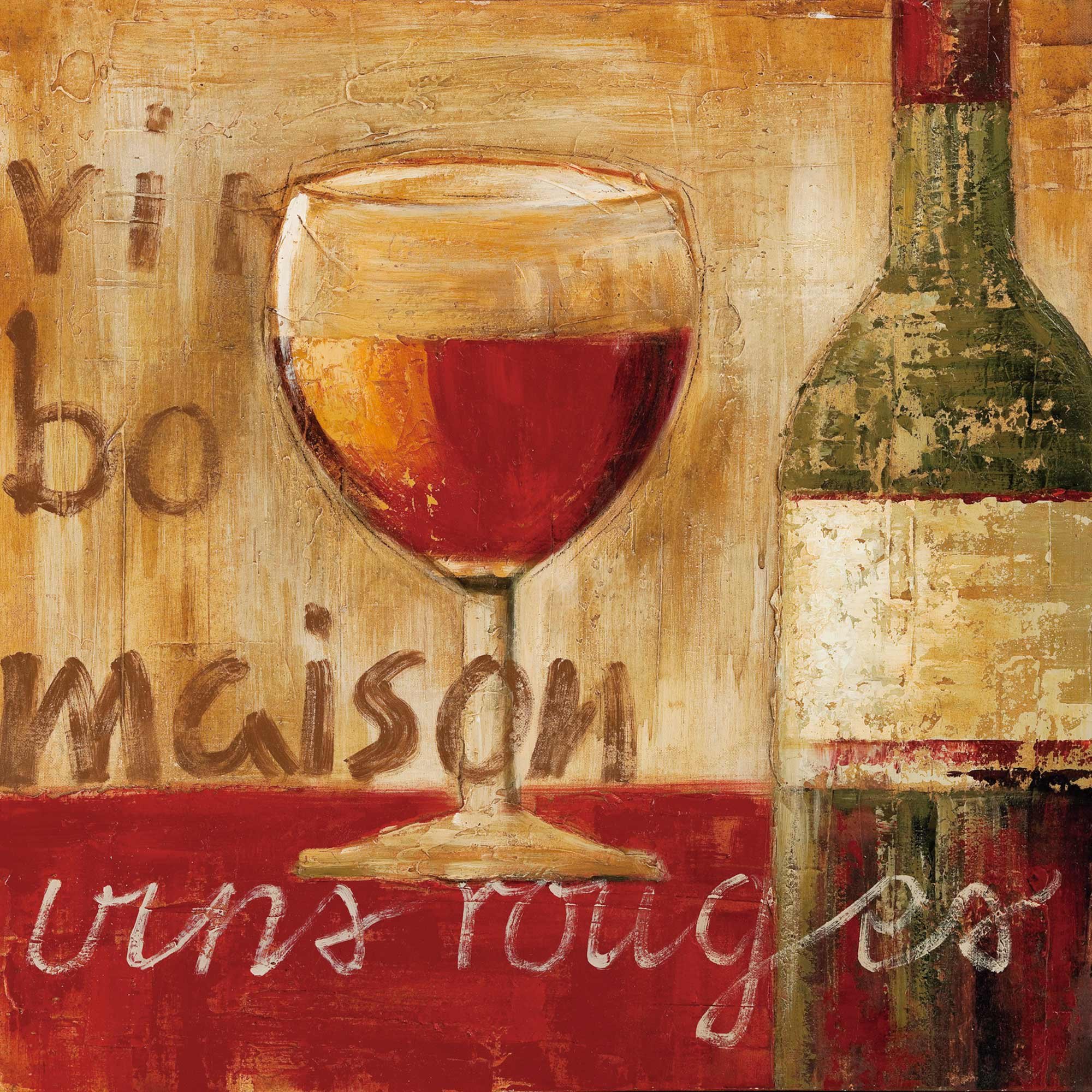 Yosemite Home Decor YB100404A Maison in Red I Hand Painted Wall Art