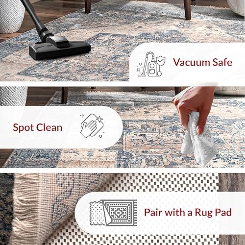 Miniatura 3 de NuLOOM - Alfombra con diseño de medallón, con flecos, modelo Ethel