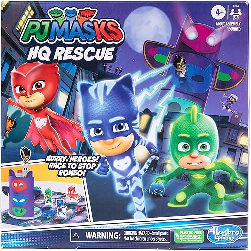 Miniatura 2 de PJ Masks Hasbro Gaming HQ Rescue - Juego de mesa para niños, juegos preescolares, Race to Stop Romeo, incluye torre de plástico 3D, juegos para