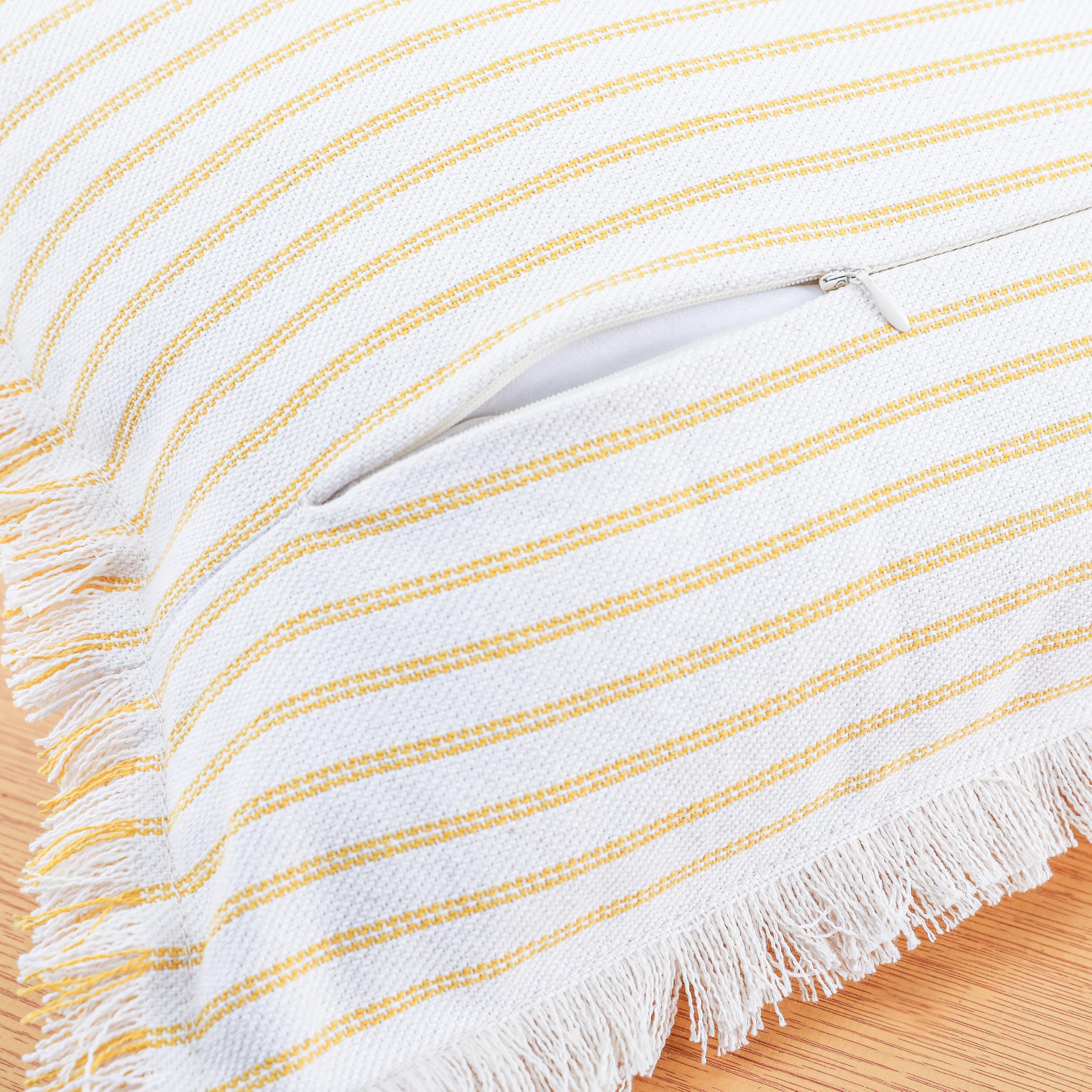 PANOD Decorative Boho Long Lumbar Pillow Cover 12x24,Super Soft Cotton Modern Long Rectangle Pillow Cover Pillow Case for Bed Sofa Couch Farmhouse Livingroom,Yellow Product Image 2