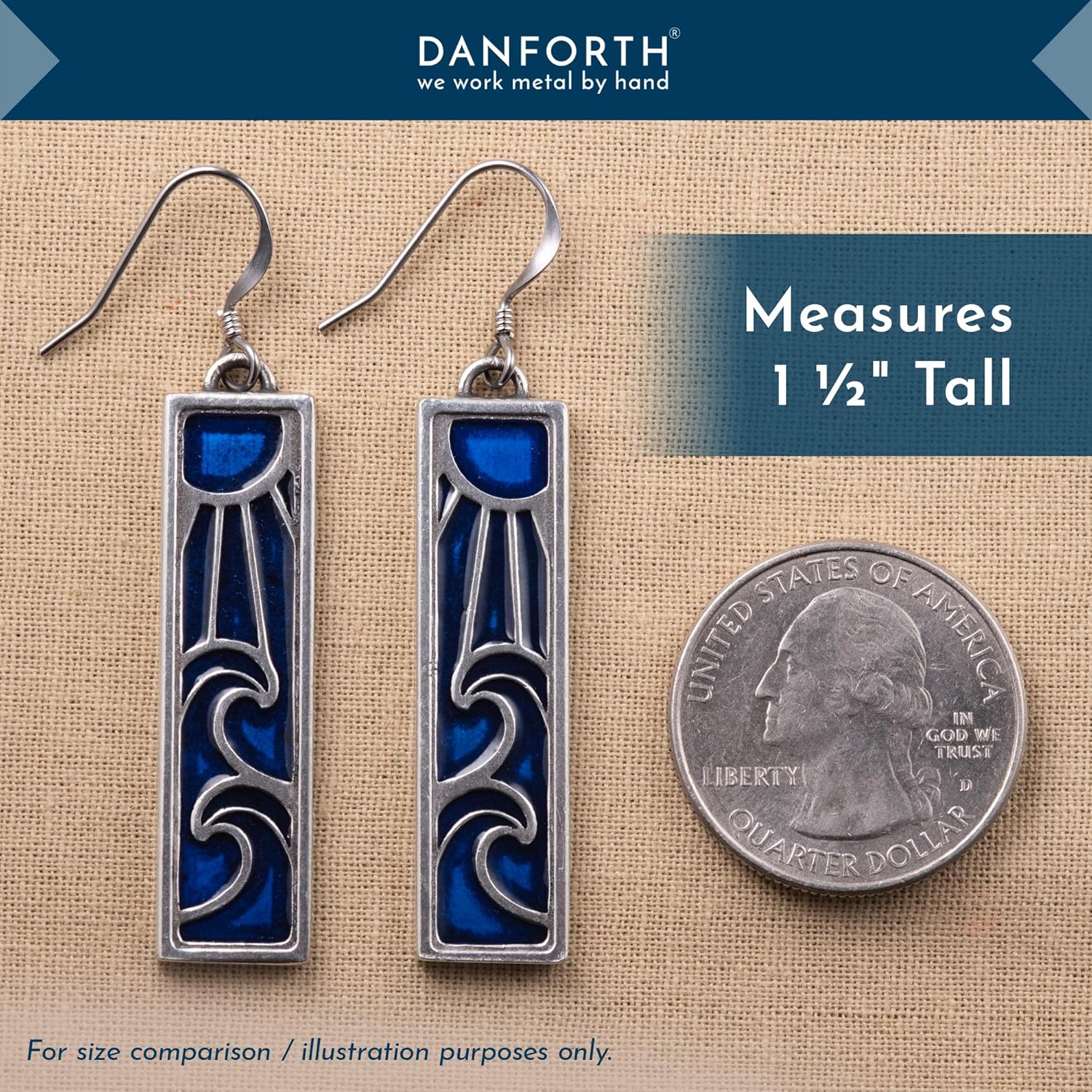 DANFORTH - Wavesong Dangle Earrings - Pendant 1½ inches Tall and 7/16 inch Wide - Surgical Steel Wires - Made in the USA - Image 4