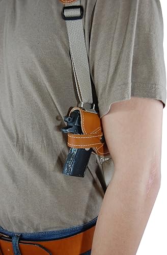 Miniatura 6 de Barsony - Funda de hombro de cuero marrón para mini-bolsillo 22 25 .380 pistolas