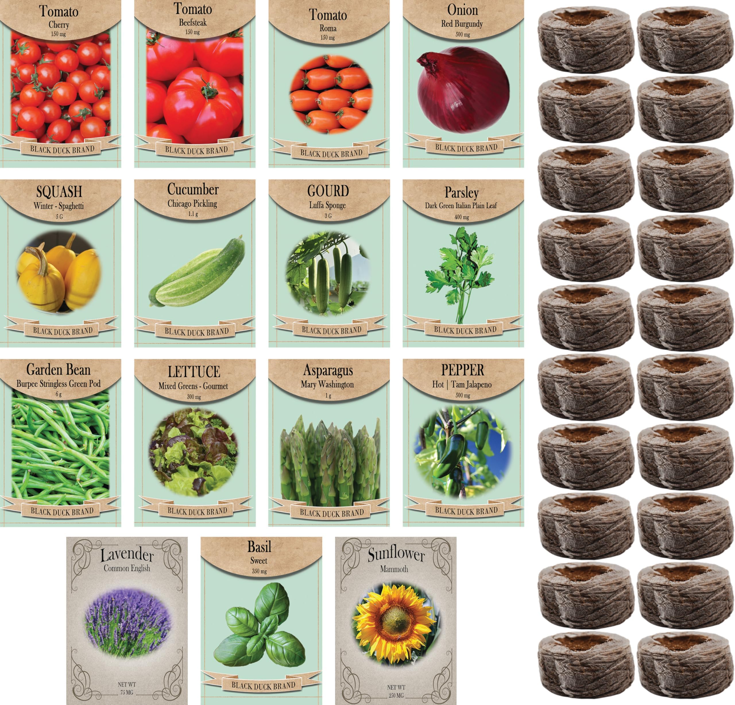 Homestead Garden Starter Kit – Complementary Non-GMO, Heirloom Vegetable Seeds for a Tasty, Sustainable Garden - Includes 20 Coco Coir Starter Pucks