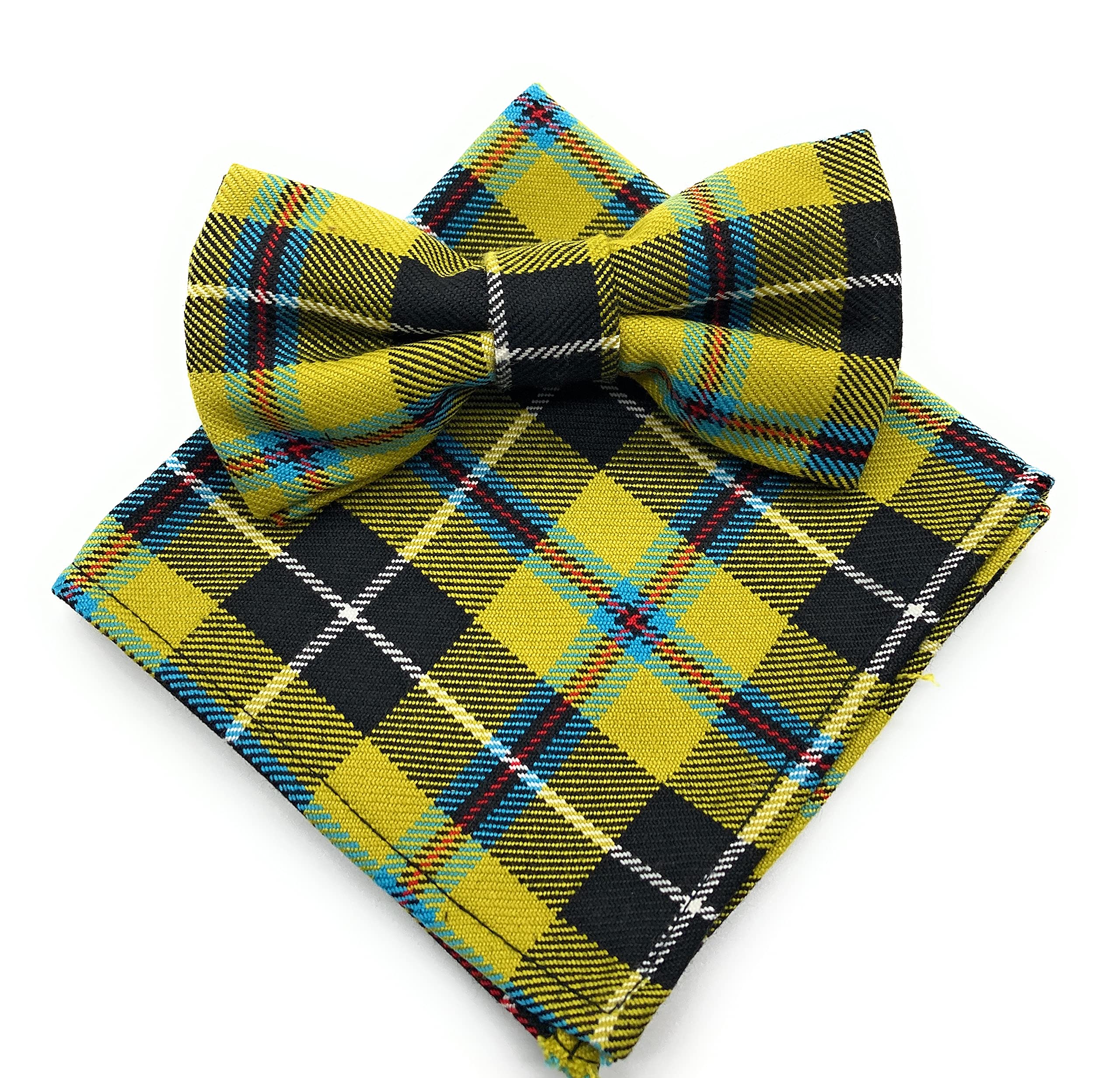Scottish Essence Men's Cornish National Pre-Tied Tartan Bow Tie And Pocket Square Set, Matching Pattern (Cornish National)