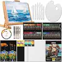 Set Pittura Acrilica VISWIN 74 Pezzi - Con Colori, Pennelli, Tele E Scatola Legno, Per Principianti E Artisti