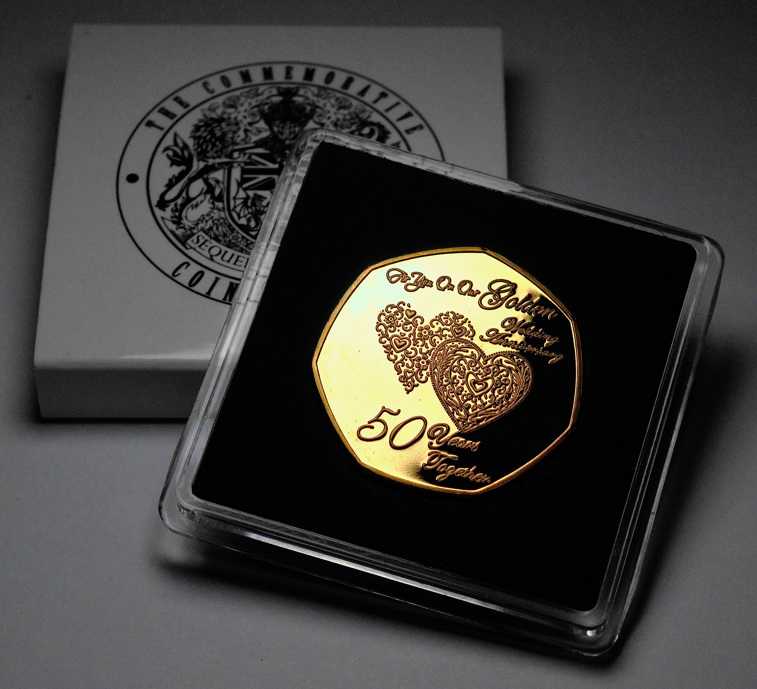 The Commemorative Coin On Our 50th Golden Wedding Anniversary Commemorative in Gift/Presentation Case. Husband/Wife. 50 Years Together. Love/Celebration/Marriage/Poem, Silver