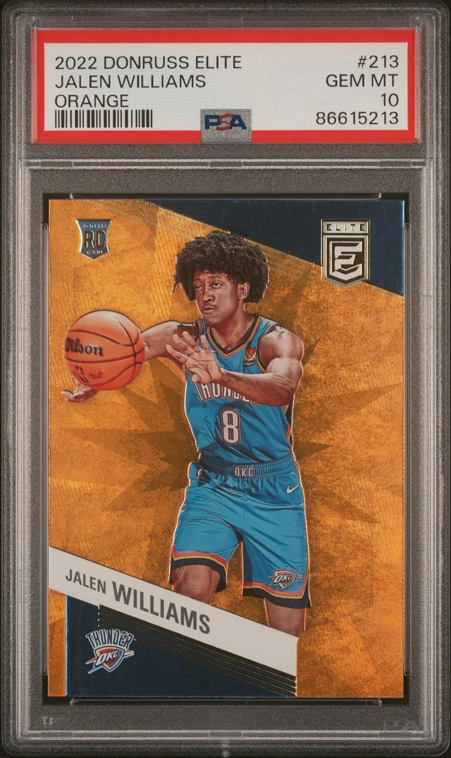 Graded 2022 Panini Donruss Elite Jalen Williams #213 Orange Rookie RC Basketball Card PSA 10 Gem Mint