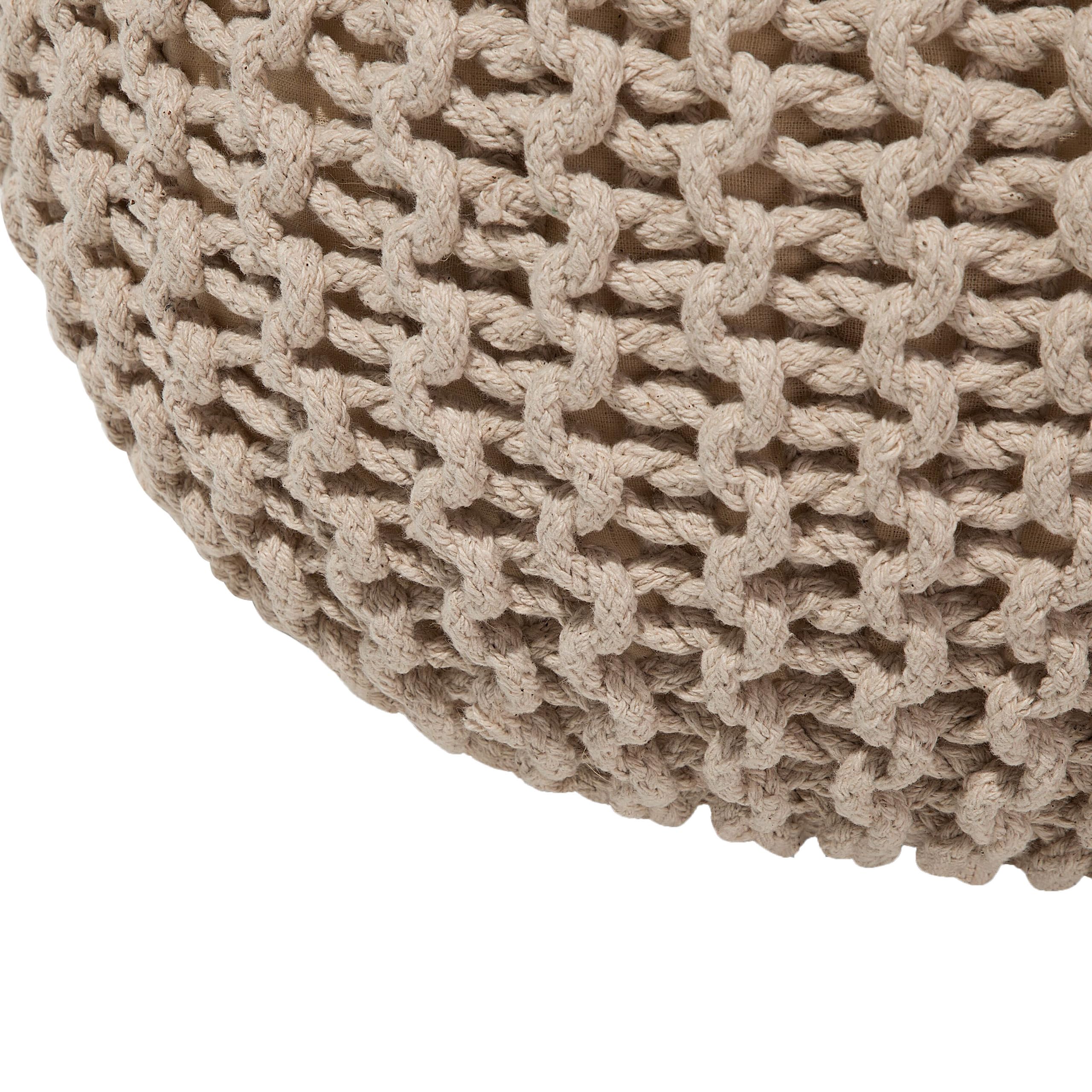 Puf podnóżek otomana bawełniany 40 x 25 cm pleciony dziergany beżowy Conrad