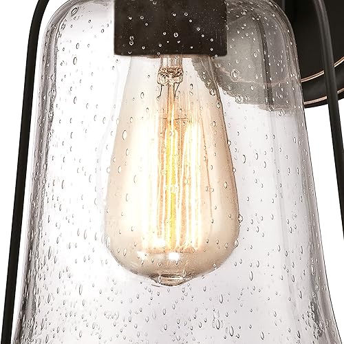 Miniatura 4 de Westinghouse Lighting 6349100 Brynn - Lámpara de pared para exteriores, acabado de bronce aceitado con reflejos y vidrio sembrado transparente,