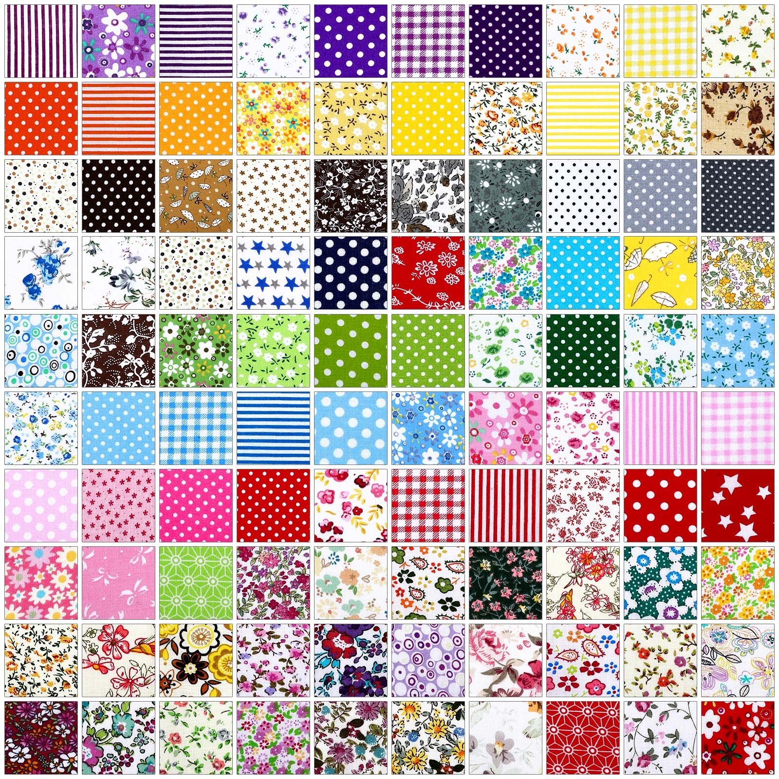 Amazon.com: 100 Pack 8 x 8 Inch Cotton Fabric Squares No Repeat