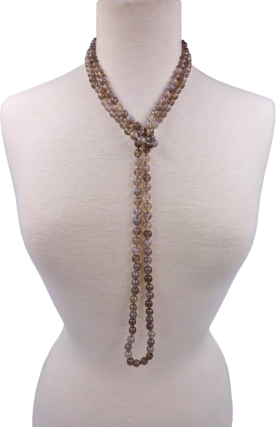 MGR MY GEMS ROCK! 60-Inch 8MM Faceted Finish Genuine Stone Endless Infinity or Multi Strand Statement Necklace.