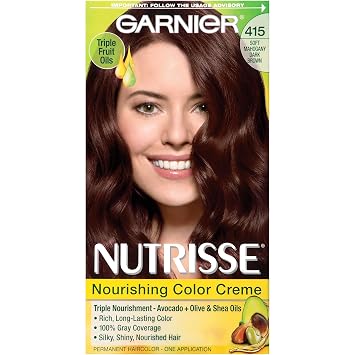 Garnier Nutrisse Nourishing Hair Color Creme, 415 Soft Mahogany Dark Brown Raspberry Truffle Packaging May Vary
