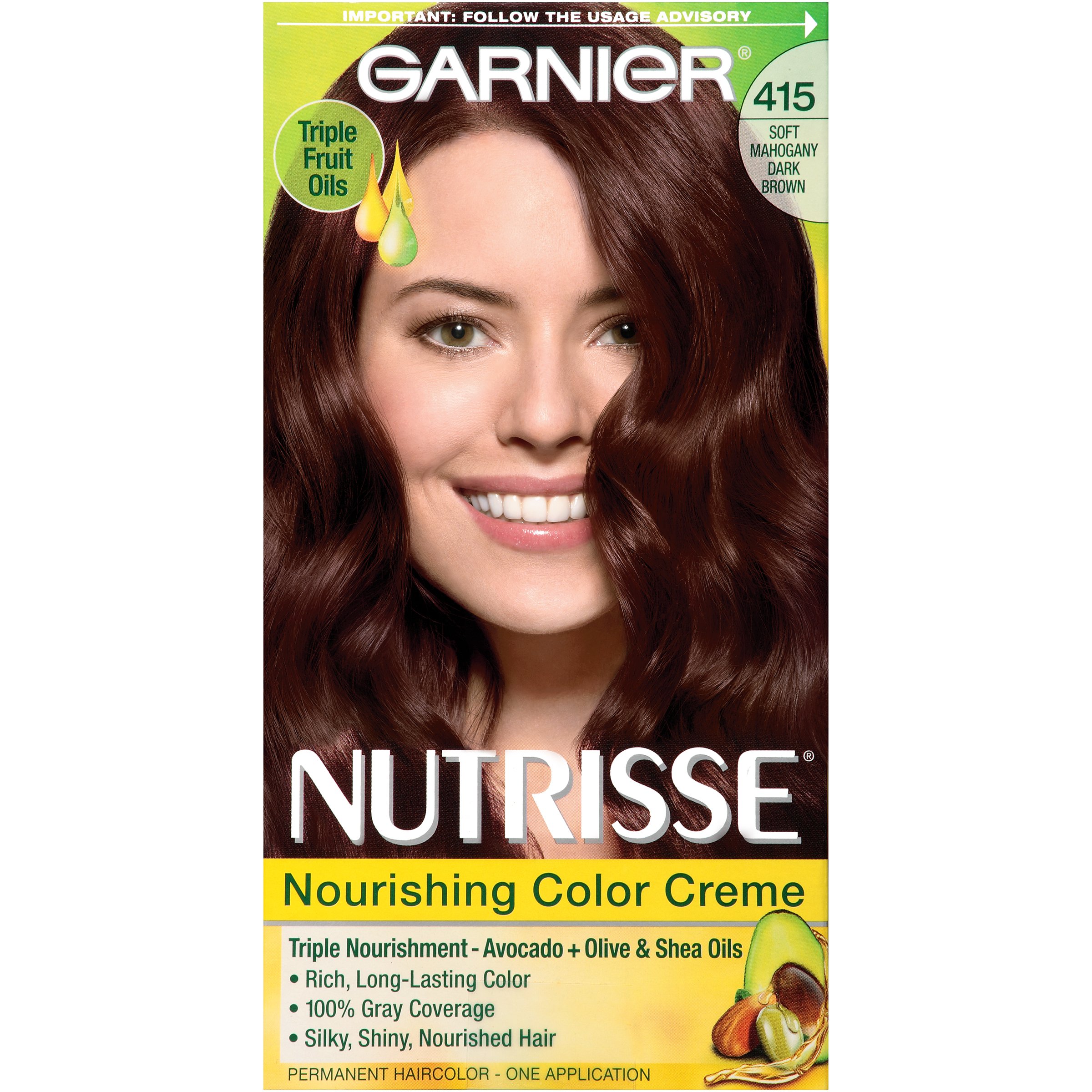 Garnier Nutrisse Nourishing Hair Color Creme, 415 Soft Mahogany Dark Brown (Raspberry Truffle) (Packaging May Vary)