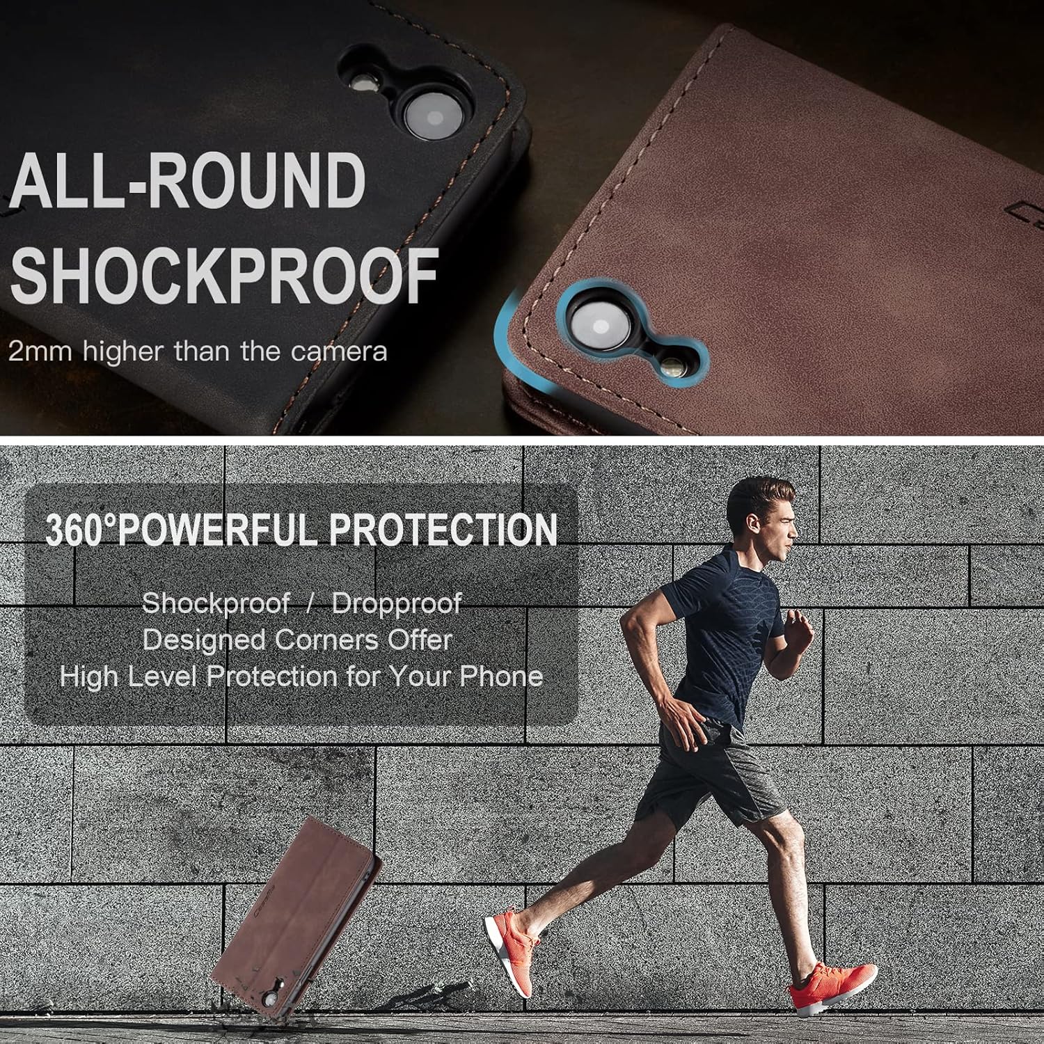 for iPhone XR 6.1-Inch Case, Flip Wallet Leather Case with Card Holder Magnetic Closure Shockproof Kickstand Protective Phone Cases Cover for iPhone XR, Coffee - Image 7