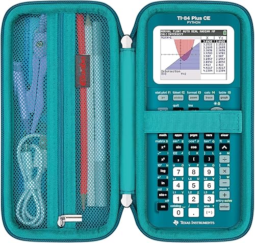 Vista 50 de Elonbo Funda de transporte para calculadora gráfica de color Texas Instruments TI-84 Plus CE/TI-84 Plus/TI-83 Plus/TI-83 Plus CE, bolsillo de malla