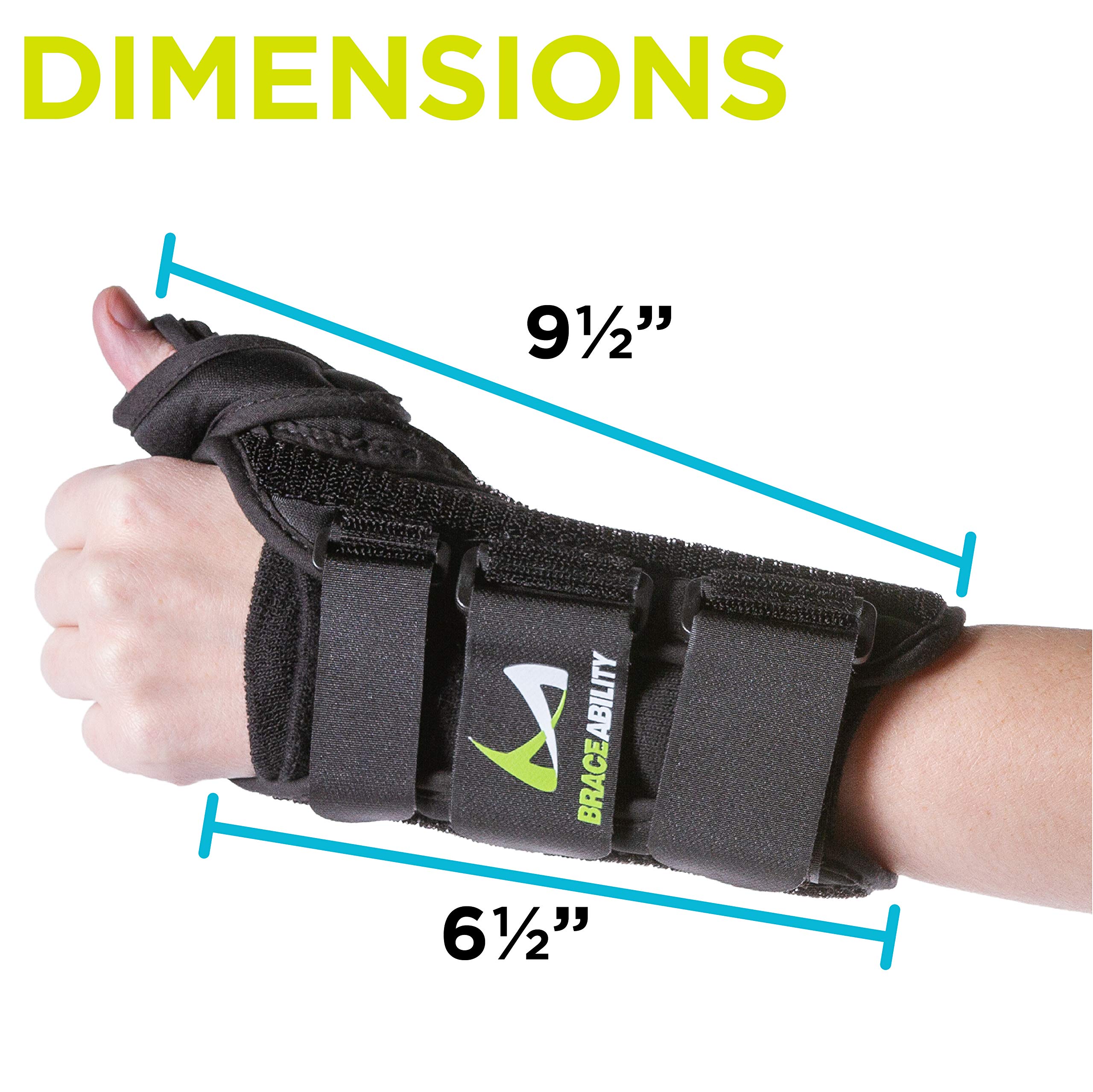 BraceAbility Thumb & Wrist Spica Splint De Quervain's Tenosynovitis Long Stabilizer Brace for