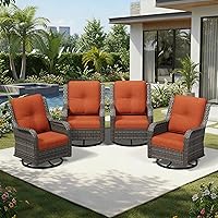 Vista 138 de Joyside Silla mecedora giratoria para exteriores para patio, mecedora de mimbre para exteriores con cojines de tela de olefina adecuada para porche