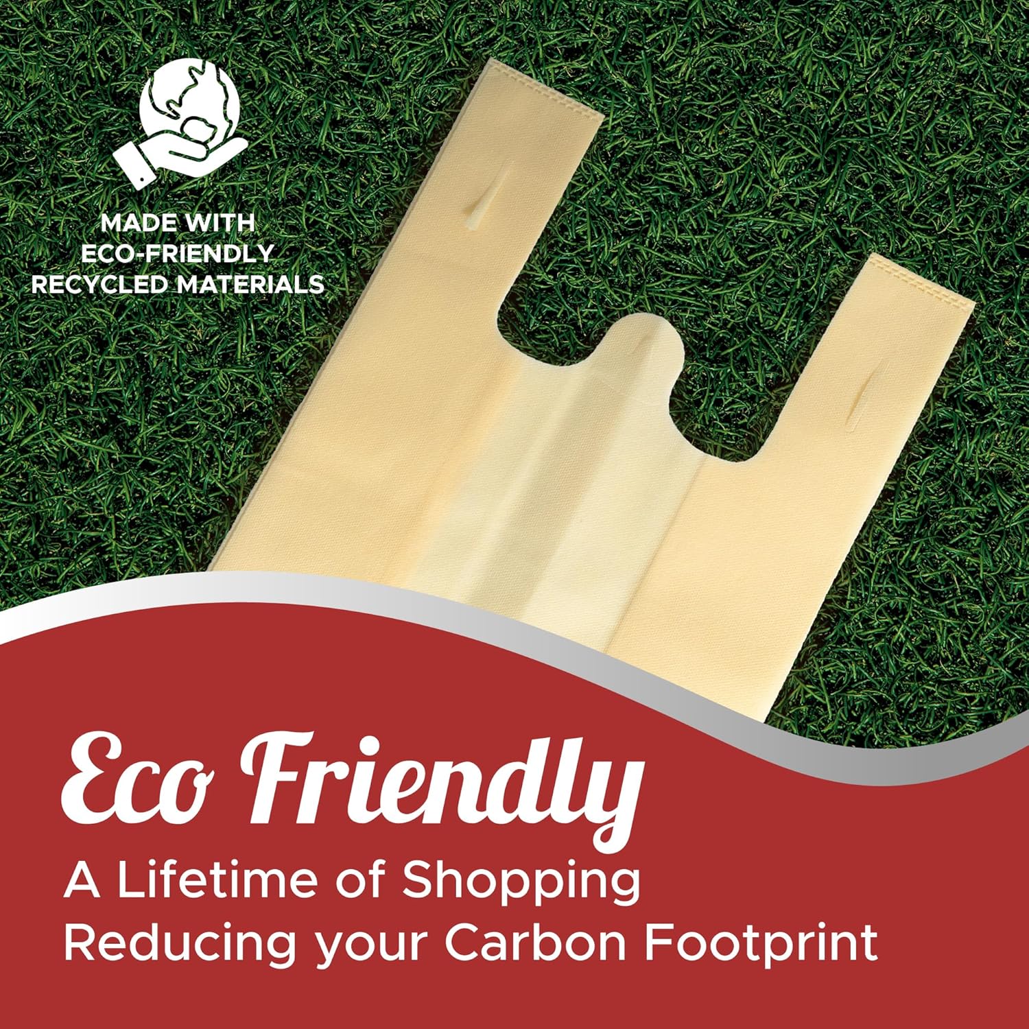 Simply Cool Reusable Eco-Friendly Grocery T-Shirt Bags 21.5”x12.2”x7.2” 60gsm Bulk Durable Wash able Tote Bags