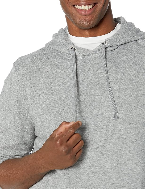 Amazon Essentials Men's Lightweight Long-Sleeve Hooded French Terry Sweatshirt, Soft Polyester Blend, Grey Heather, Large image 3